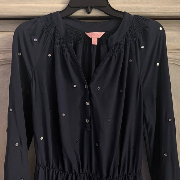 Lilly Pulitzer Navy Silk Turner Mirror‎ Dress - Picture 2 of 8